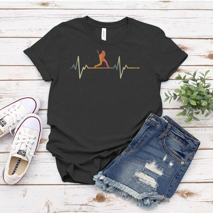 Vintage Baseball Player Gift Heartbeat Baseball Women T-shirt Unique Gifts