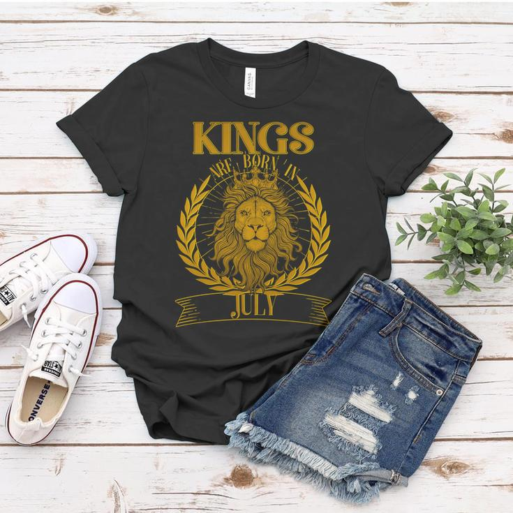 Vintage Lion Kings Are Born In July Graphic Design Printed Casual Daily Basic Women T-shirt Personalized Gifts