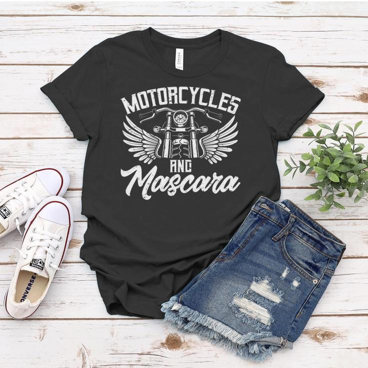 Womens Biker Lifestyle Quotes Motorcycles And Mascara Women T-shirt Unique Gifts