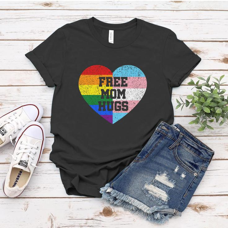 Womens Free Mom Hugs Gay Pride Transgender Rainbow Flag Tshirt Women T-shirt Unique Gifts