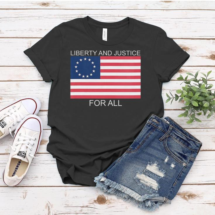 Womens Liberty And Justice For All Betsy Ross Flag American Pride Women T-shirt Unique Gifts