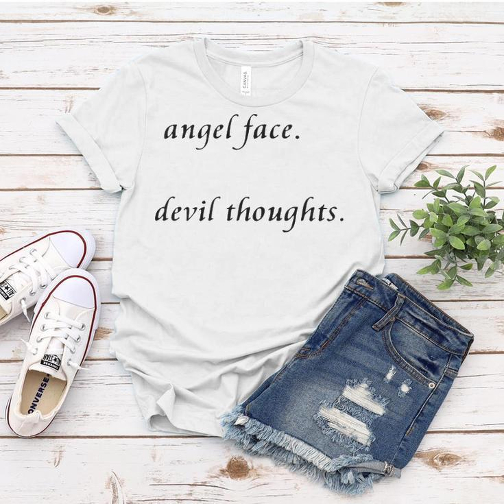 Angel Face Devil Thoughts V2 Women T-shirt Funny Gifts