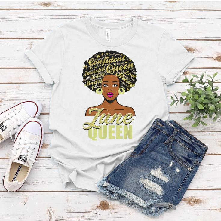 Black African American Melanin Afro Queen June Birthday Women T-shirt Funny Gifts