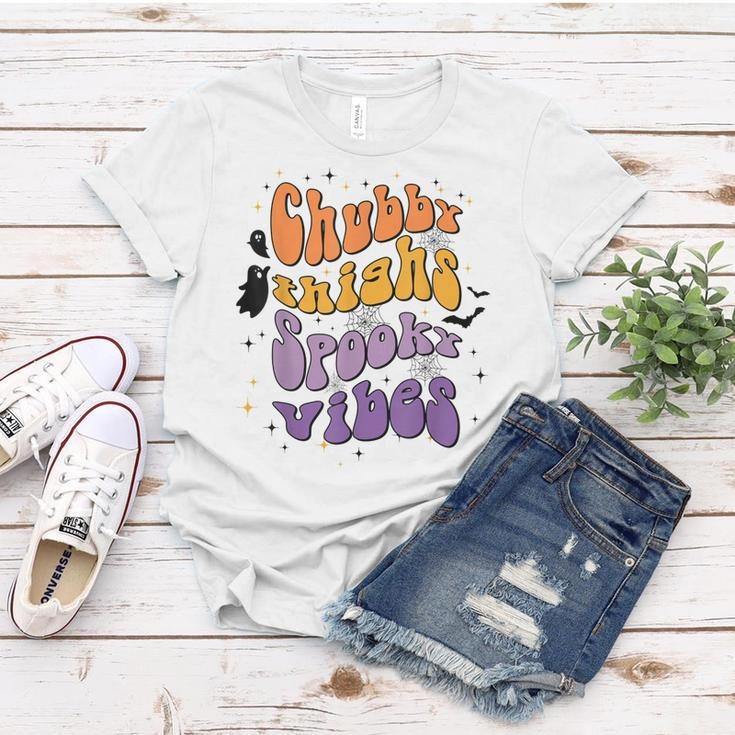 Chubby Thighs And Spooky Vibes Happy Halloween Women T-shirt Funny Gifts
