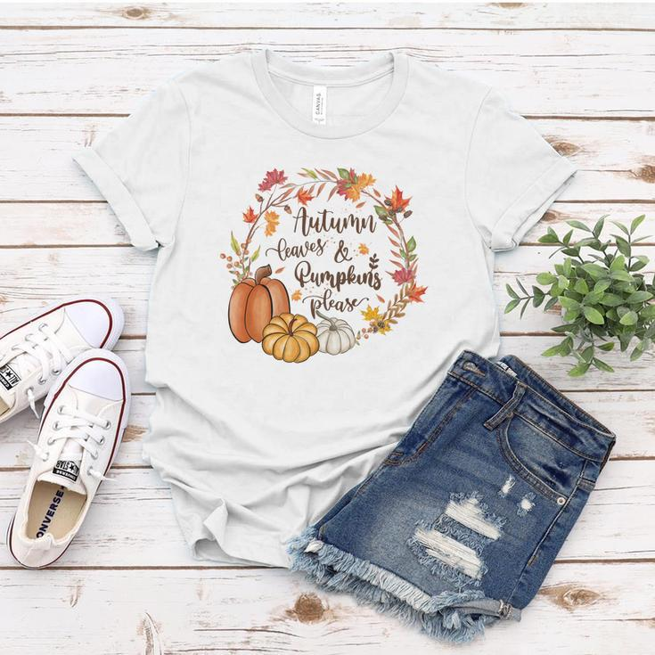 Cozy Autumn Fall Autumn Leaves _ Pumpkins Please Women T-shirt Funny Gifts