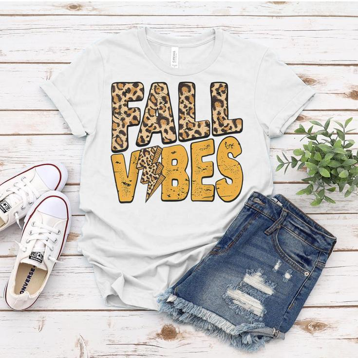 Distressed Fall Vibes Leopard Lightning Bolts In Fall Colors Women T-shirt Personalized Gifts