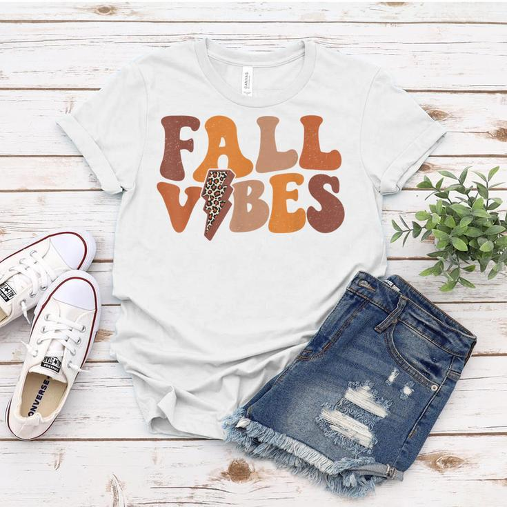Fall Vibe Vintage Groovy Fall Season Retro Leopard Women T-shirt Personalized Gifts