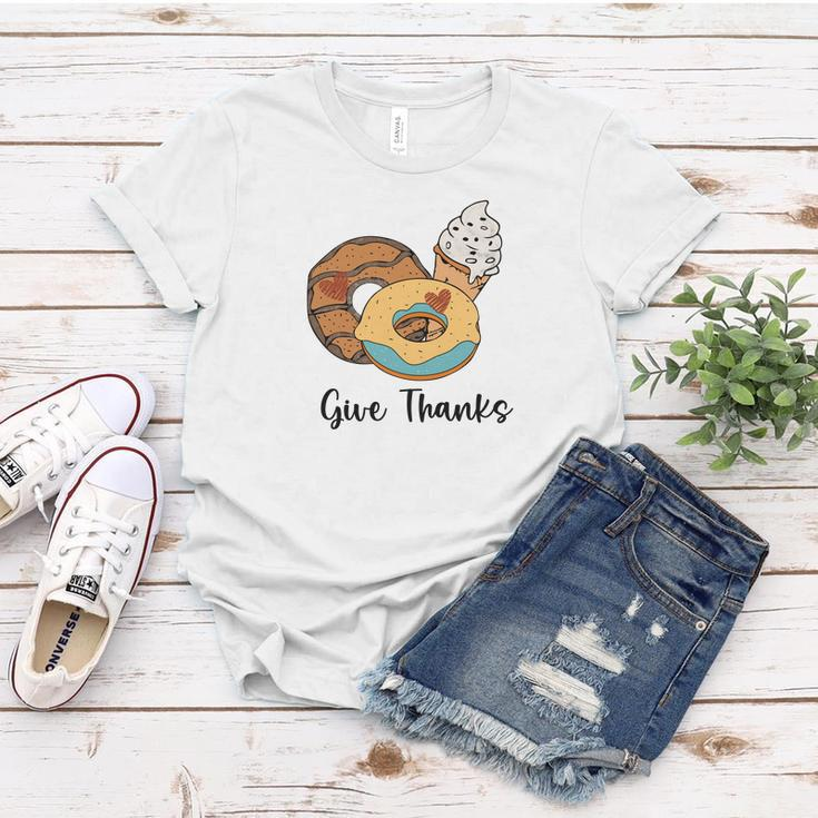Give Thanks Donuts And Ice Cream Fall Things Women T-shirt Funny Gifts
