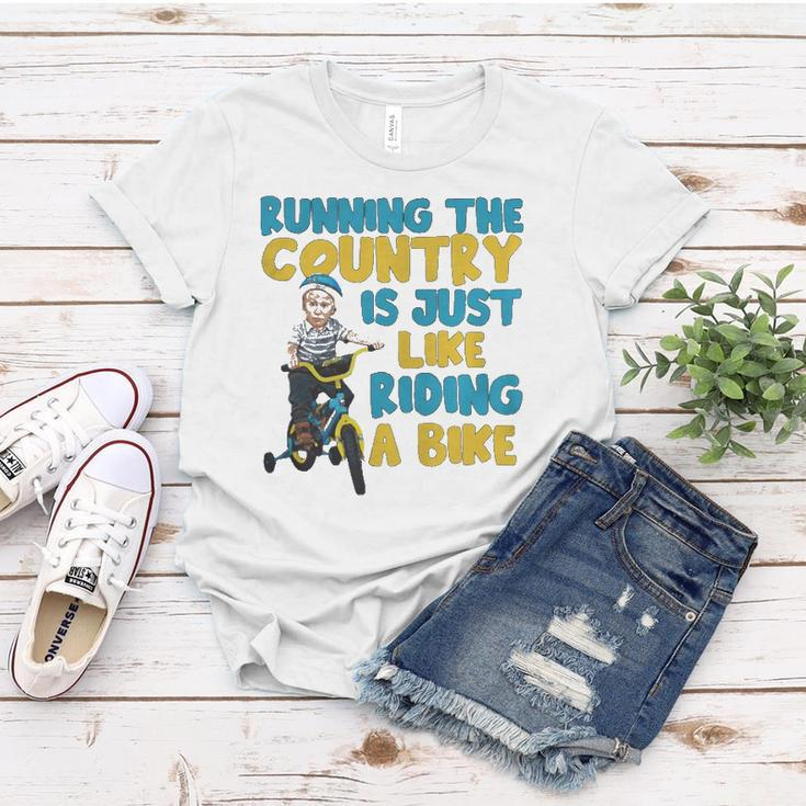 Joe Biden Running The Country Is Like Riding A Bike Women T-shirt Unique Gifts