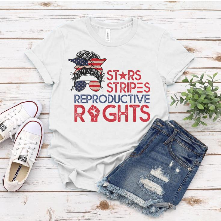 Messy Bun American Flag Pro Choice Star Stripes Equal Right V2 Women T-shirt Funny Gifts
