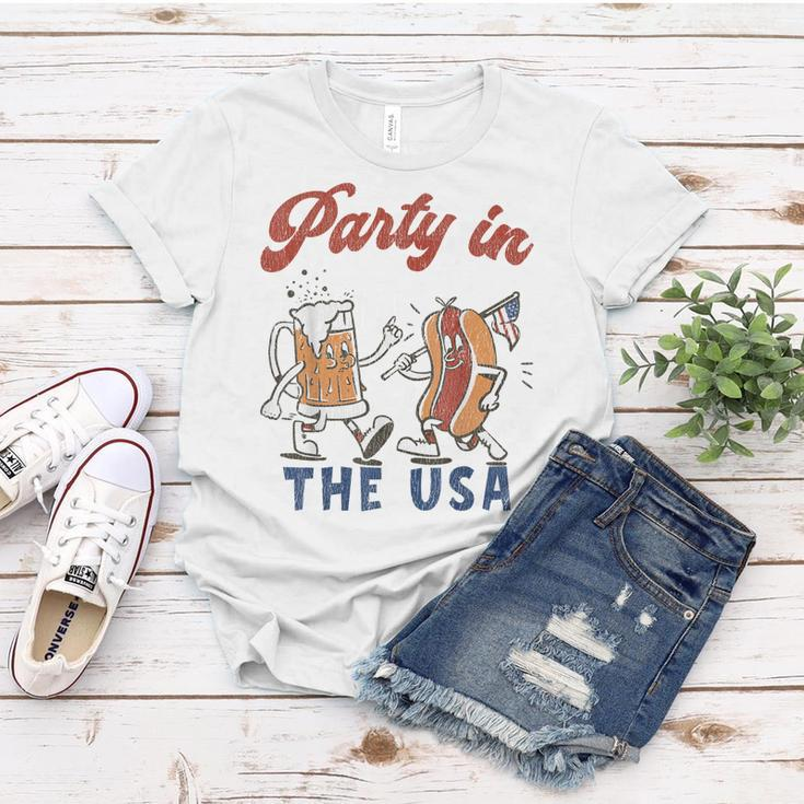 Party In The Usa Hot Dog Love Usa Funny Fourth Of July Women T-shirt Funny Gifts