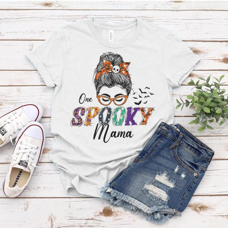 Womens Halloween One Spooky Mama Family Matching Costume Women T-shirt Funny Gifts