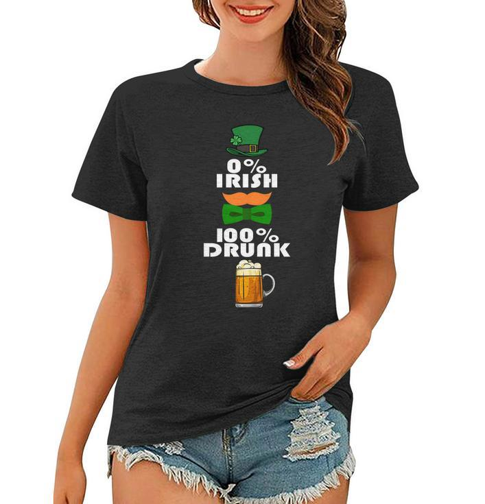 0 Percent Irish 100 Percent Drunk Irish Hipster Graphic Design Printed Casual Daily Basic Women T-shirt