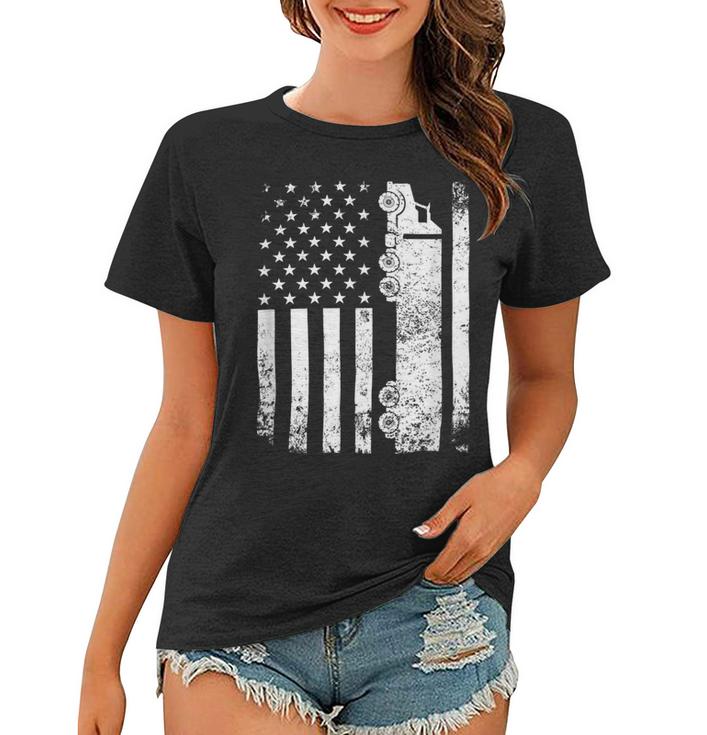 Trucker Trucker American Flag Usa Patriotic Truck Driver Dad Trucker Women T-shirt