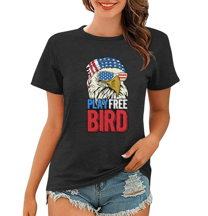 4Th Of July American Flag Bald Eagle Mullet Play Free Bird Gift Women T-shirt