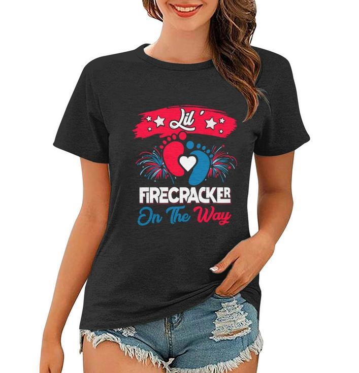 4Th Of July Pregnancy Meaningful Gift Lil Firecracker On The Way Great Gift Women T-shirt
