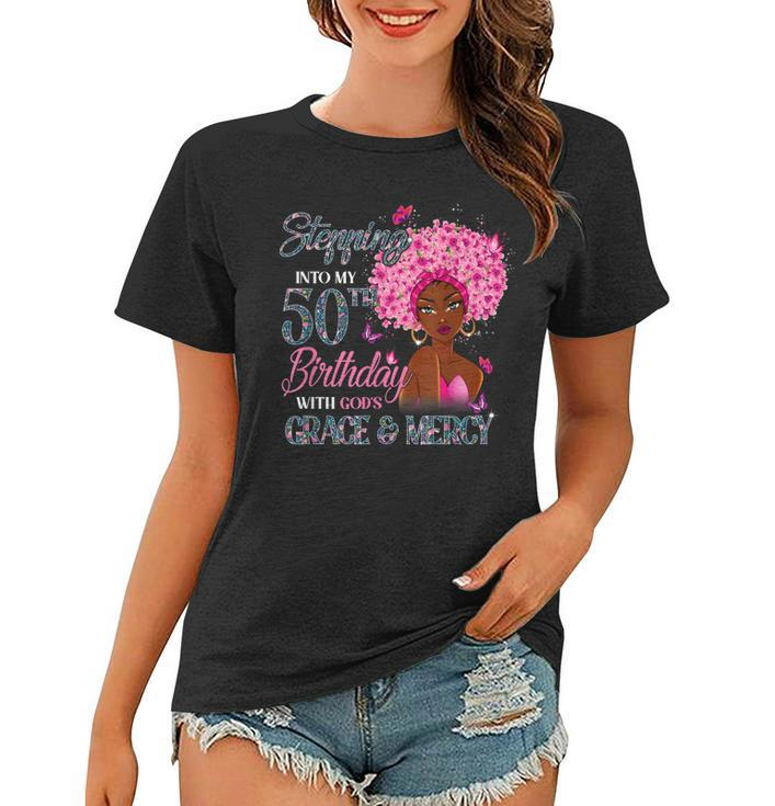 50Th Birthday Squad Stepping Into 50 Years Old Black Womens  Women T-shirt
