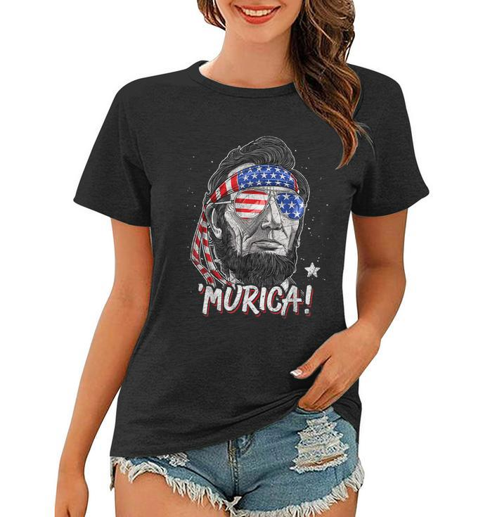 Abraham Lincoln 4Th Of July Murica Men Women American Flag Women T-shirt