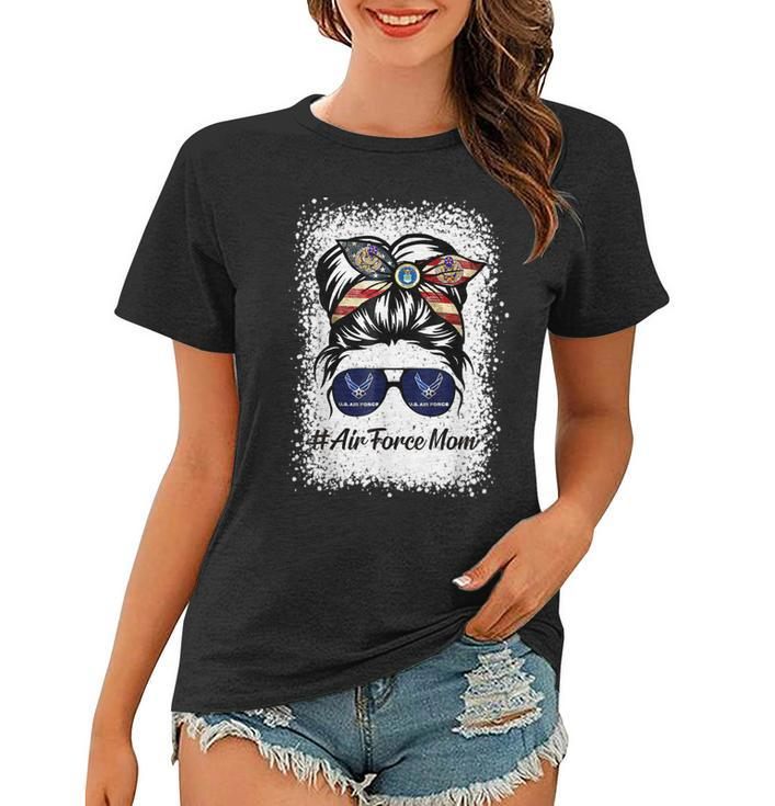 Air Force Mom Messy Bun Sunglasses Military Mom Mothers Day  Women T-shirt