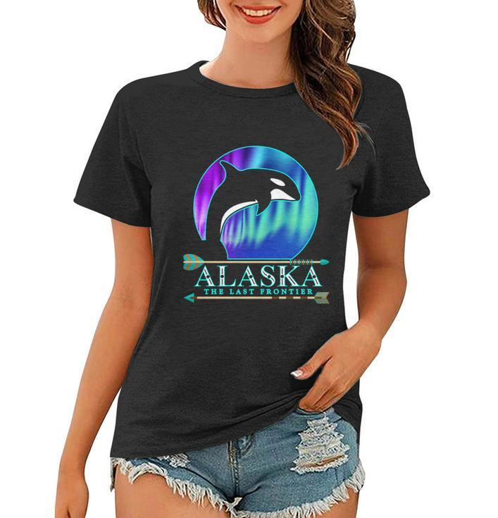 Alaska State Pride Alaska Northern Lights Alaskan Orca Whale Women T-shirt