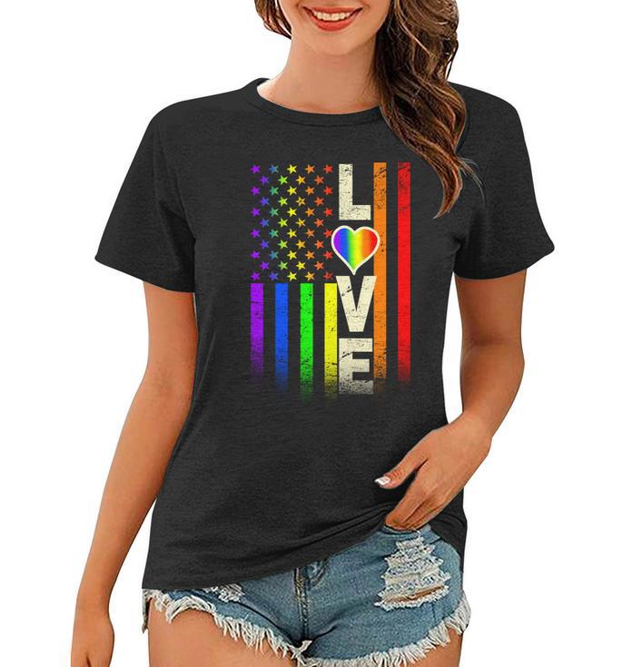 American Love Gay Pride Rainbow Flag Women T-shirt