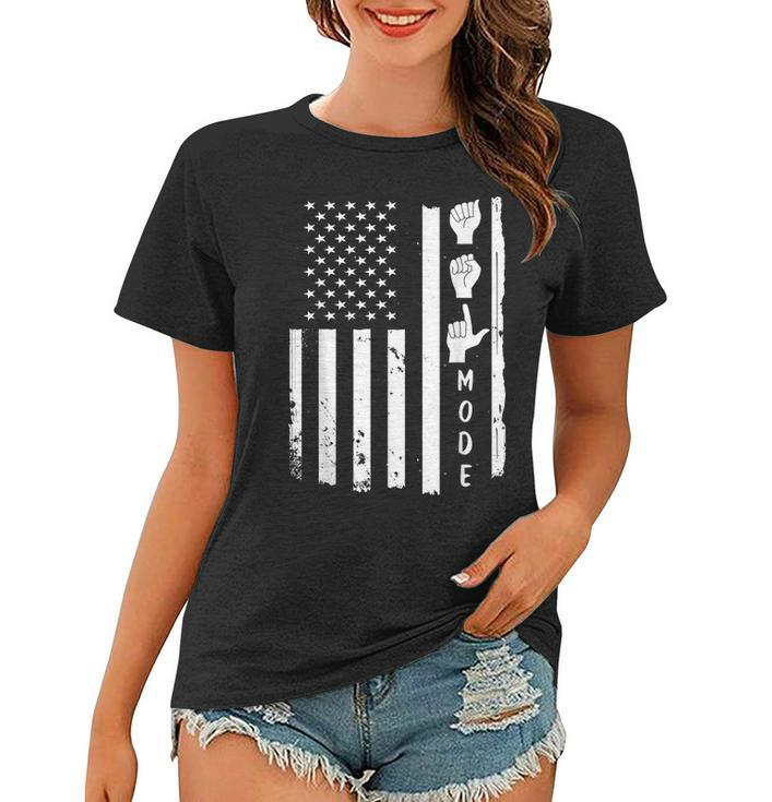 American Sign Language Asl Mode Usa Flag  Women T-shirt