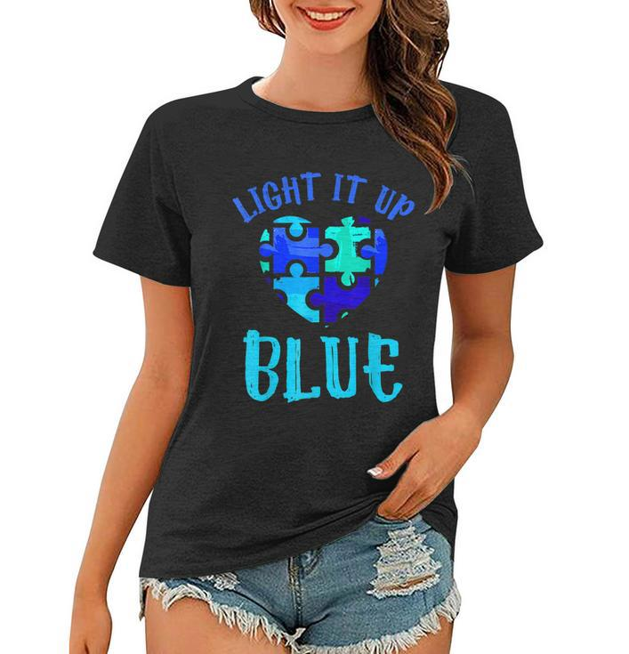 Autism Awareness Shirt Light It Up Blue Autism Awareness Women T-shirt
