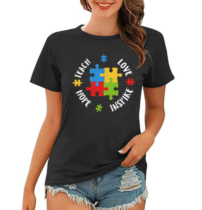 Autism Teacher Teach Love Hope Inspire Tshirt Women T-shirt