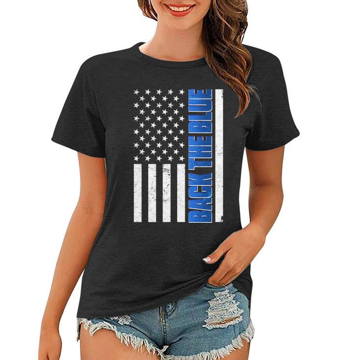 Back The Blue Thin Blue Line Us Flag Women T-shirt