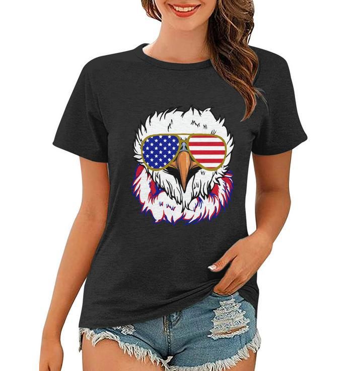 Bald Eagle With Mullet 4Th Of July American Flag Gift Women T-shirt