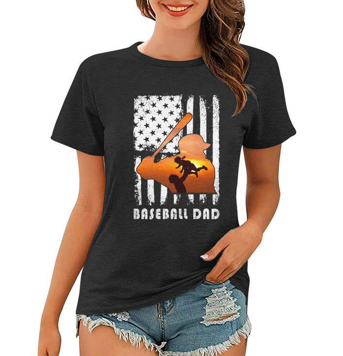 Baseball Dad Father And Kid Family Baseball Lover Women T-shirt