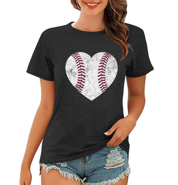 Baseball Heart Fun Mom Dad Men Women Softball Gift Wife Women T-shirt