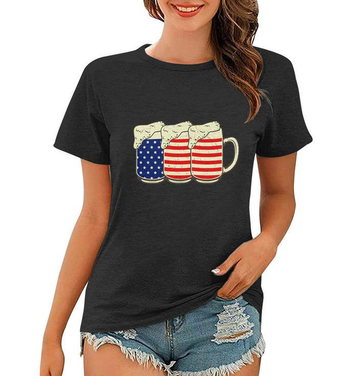 Beer American Graphic 4Th Of July Graphic Plus Size Shirt For Men Women Family Women T-shirt