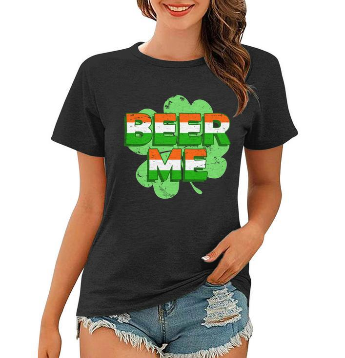 Beer Me St Patricks Day Irish Flag Clover Women T-shirt