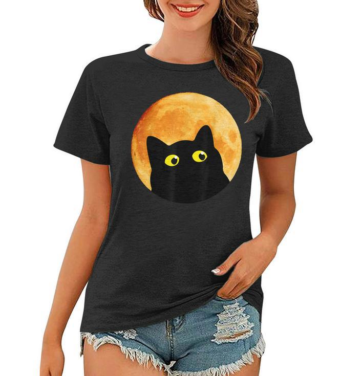 Black Cat Halloween Design Funny Cat Halloween  Women T-shirt