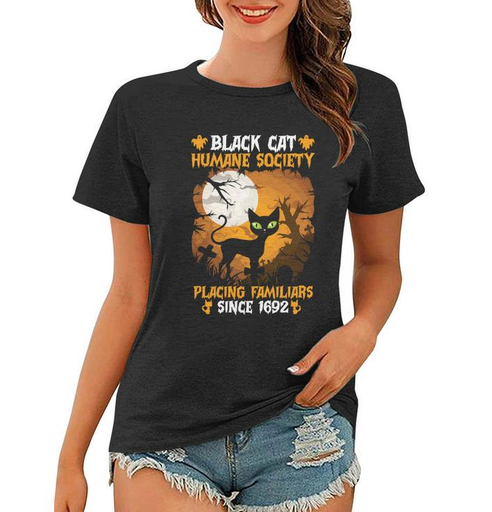 Black Cat Humane Society Placing Familiars Halloween Quote Women T-shirt
