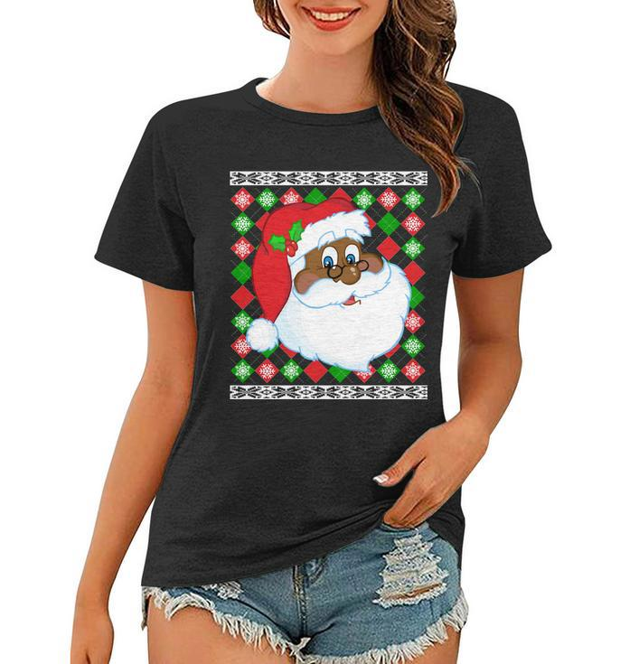 Black Santa Claus Ugly Christmas Sweater Women T-shirt