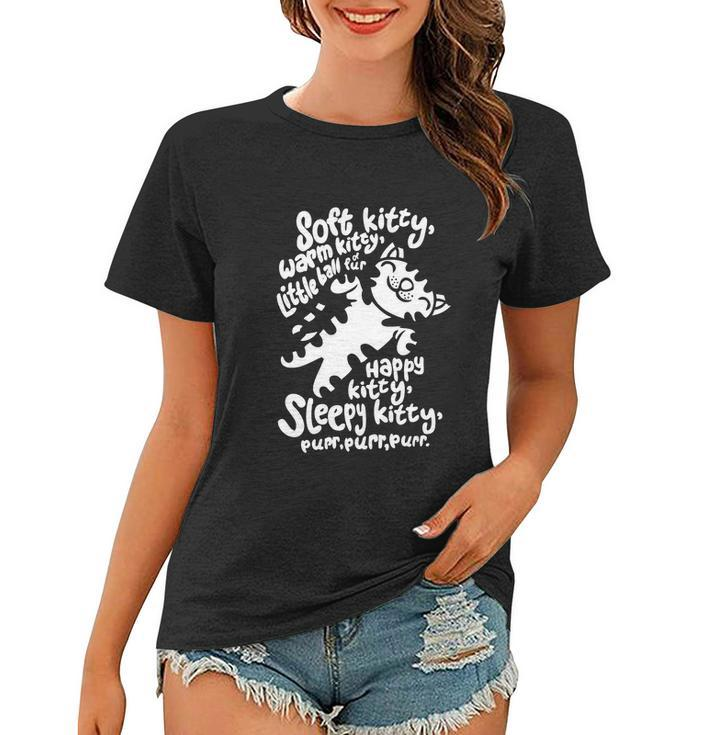 Black Soft Kitty Funny Women T-shirt