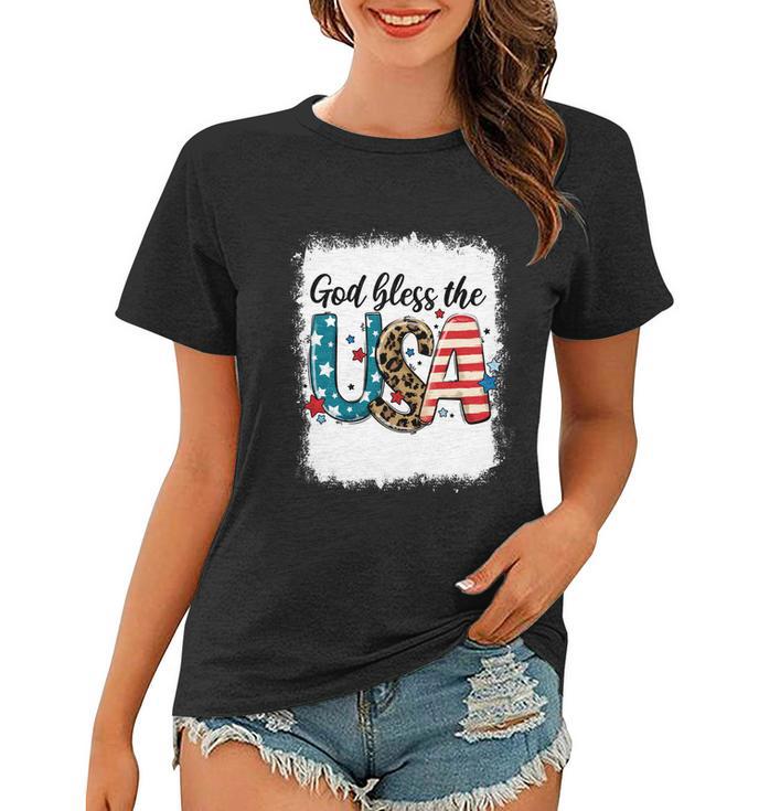 Bleached 4Th July God Bless The Usa Patriotic American Flag Gift Women T-shirt