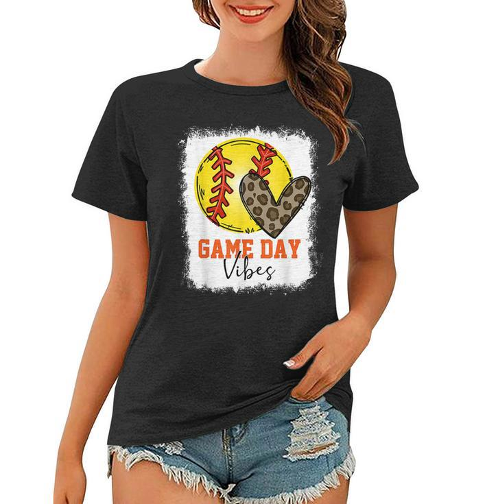 Bleached Softball Game Day Vibes Softball Mom Game Day  Women T-shirt