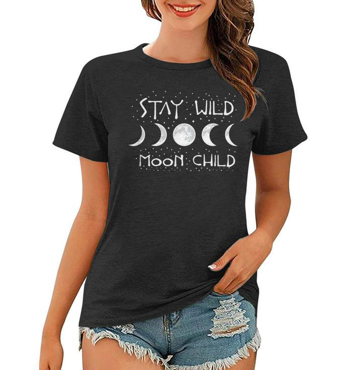Boho Hippie Wiccan Wicca Moon Phases Stay Wild Moon Child  Women T-shirt