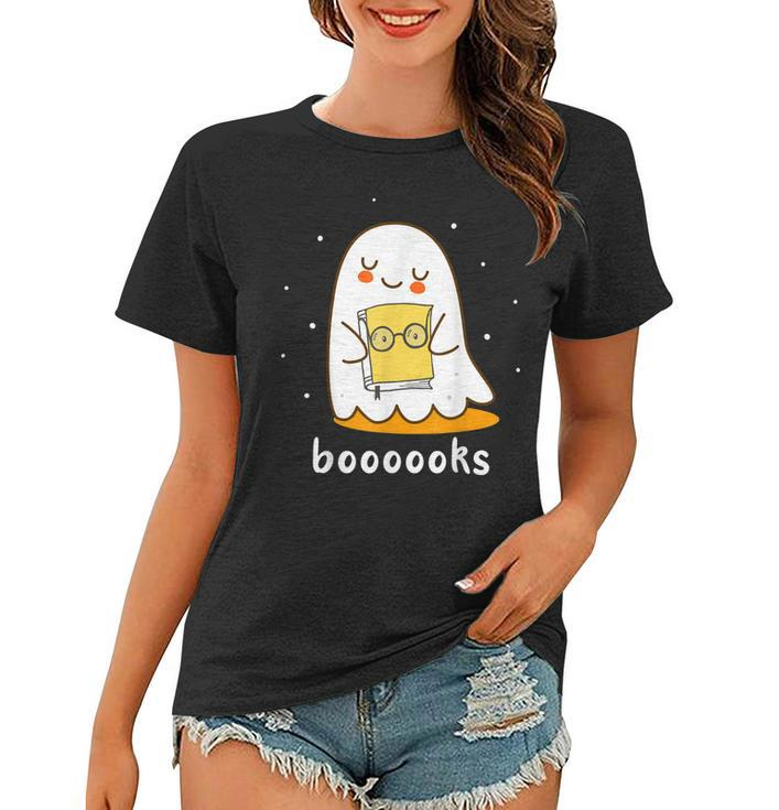 Booooks Cute Ghost Reading Library Books Halloween Teacher  Women T-shirt