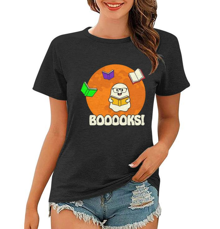 Booooks Ghost Boo Halloween Quote Women T-shirt