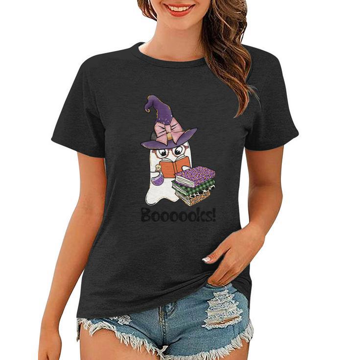 Boooooks Ghost Funny Halloween Quote Women T-shirt