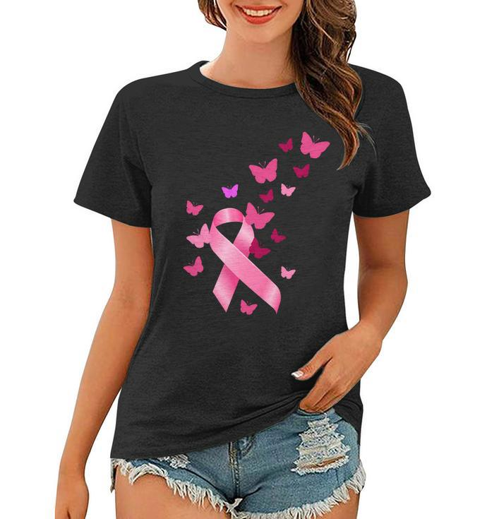Breast Cancer Awareness Butterflies Logo Women T-shirt