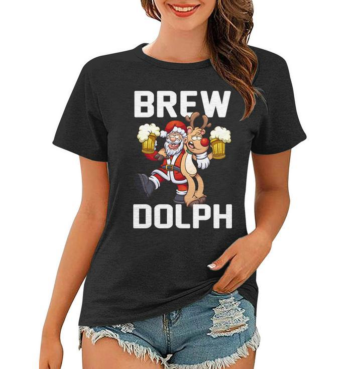 Brew Dolph Red Nose Reindeer Graphic Design Printed Casual Daily Basic Women T-shirt