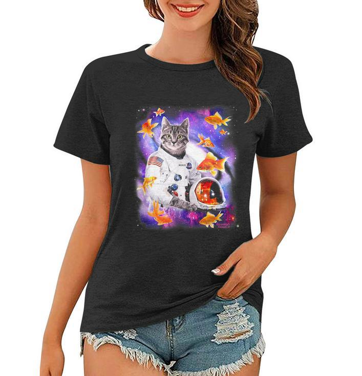 Cat Astronaut In Cosmic Space Funny Shirts For Weird People Women T-shirt