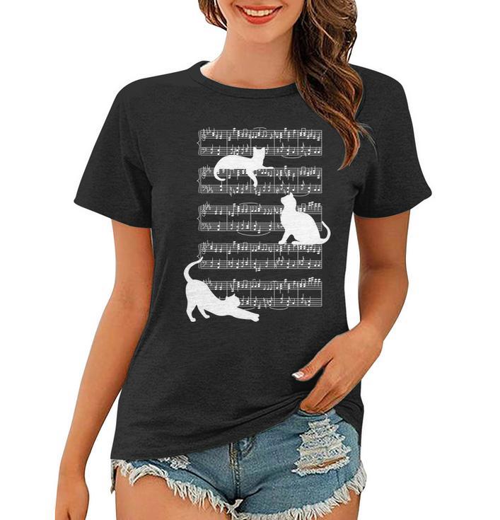 Cat Music Note Sheet Women T-shirt