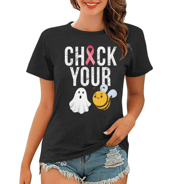 Check Your Boo Bees Breast Cancer Halloween Women T-shirt