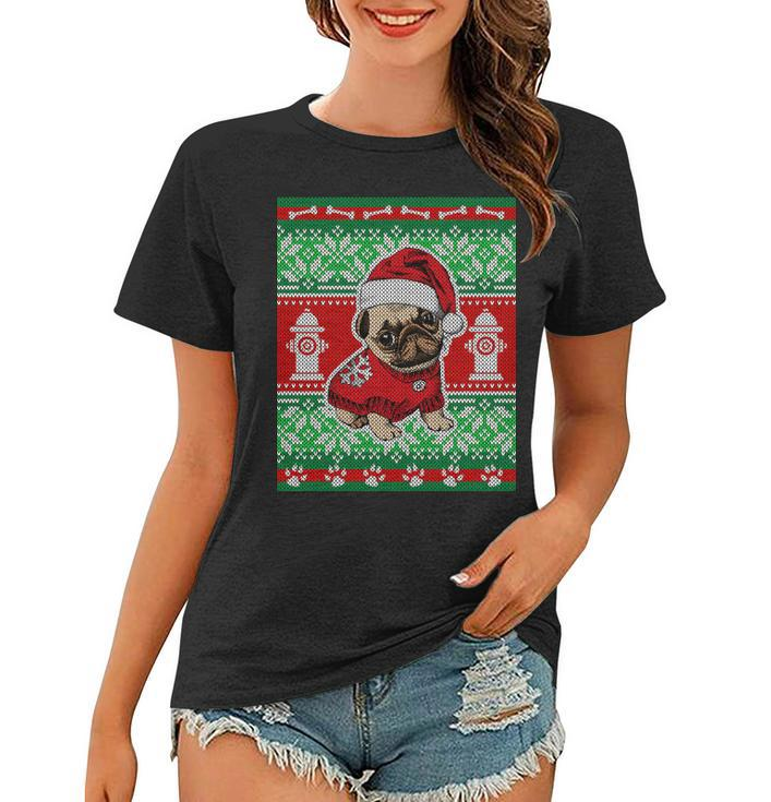 Christmas Cute Pug Ugly Sweater Women T-shirt